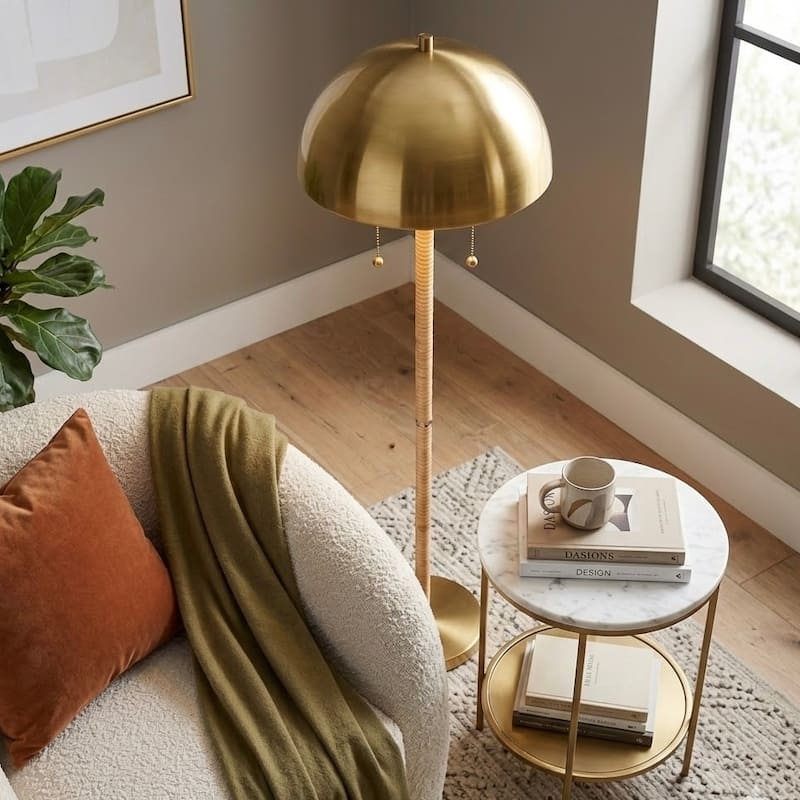 Elegant Duo Two-Light Floor Lamp - Brass