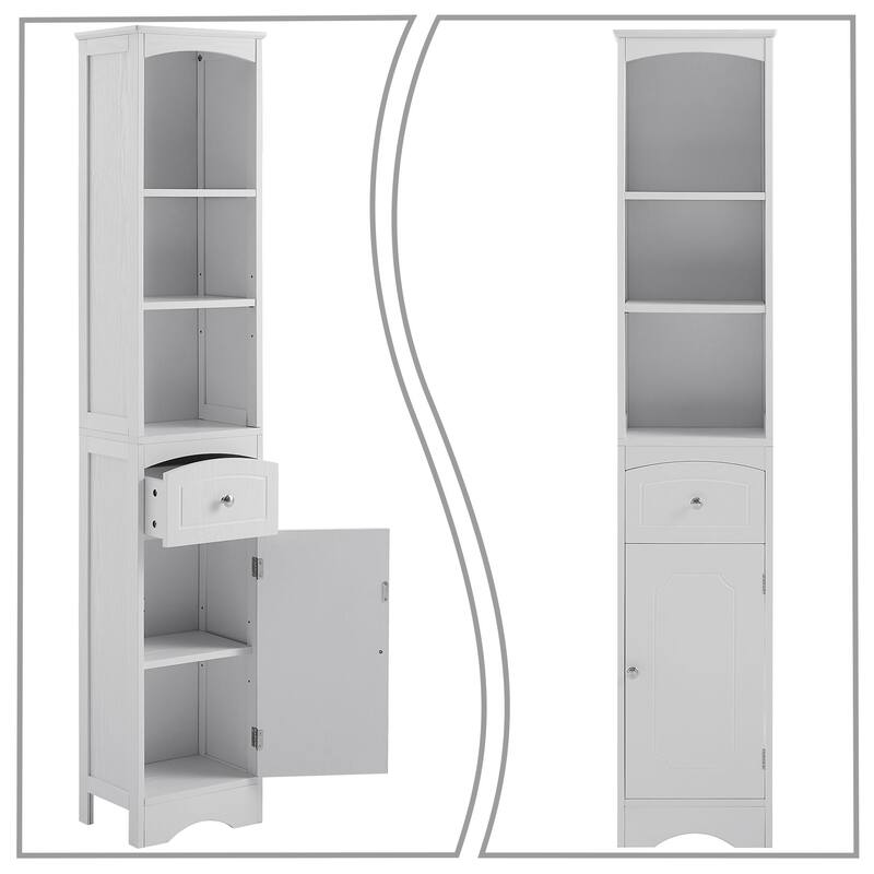 Freestanding Tall Bathroom Storage Cabinet with Anti-Tipping Device