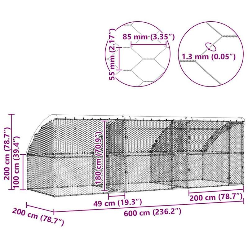 vidaXL Dog Kennel 2 pcs Silver Steel