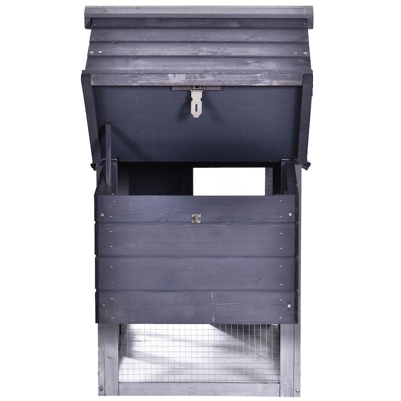 PawHut 59" Solid Enclosed Outdoor Backyard Chicken Coop Kit with Nesting Box,Grey