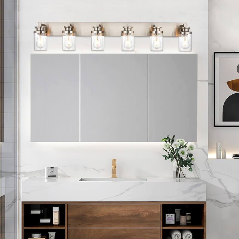 Industrial Vanity Light fixture with Clear Glass Shade