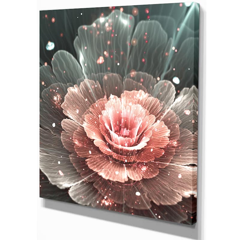 Abstract Fractal Pink Gray Flower - Floral Art Canvas Print