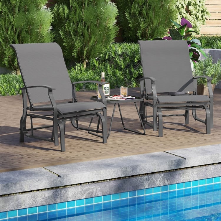 Fabric Metal Outdoor Glider Chairs Set of 2 Patio Set - 32" x 25.5" x 37"