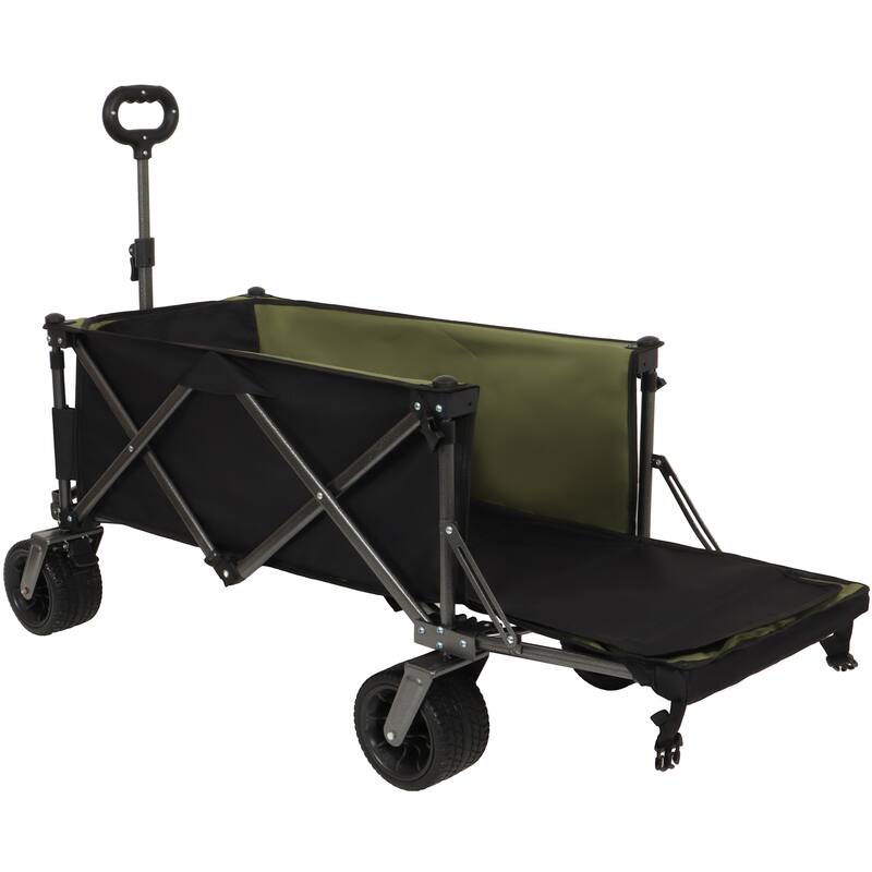 Utility Park Garden Cart, Folding Camping Trolley, Picnic Beach Wagon - Brown
