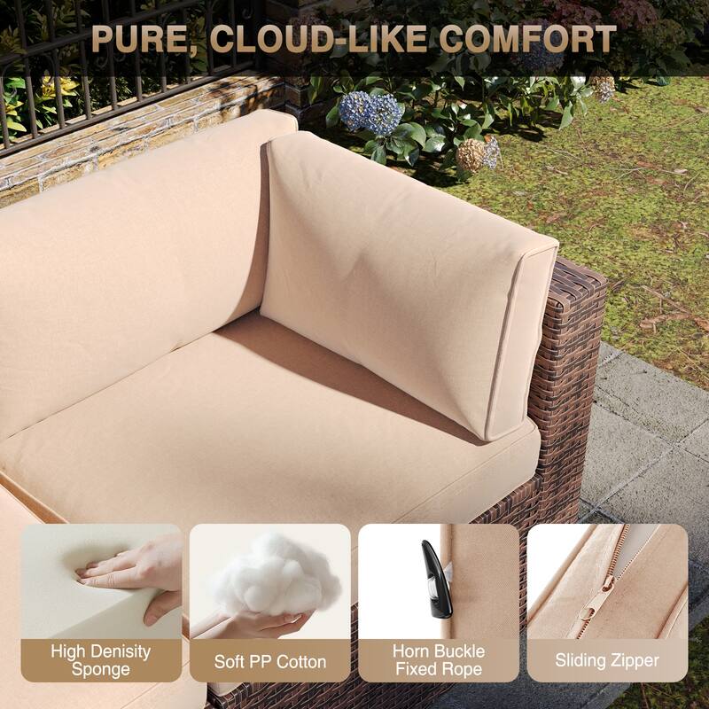 AOXUN Wicker Rattan Outdoor Sectional Sofa Set with Coffee Table