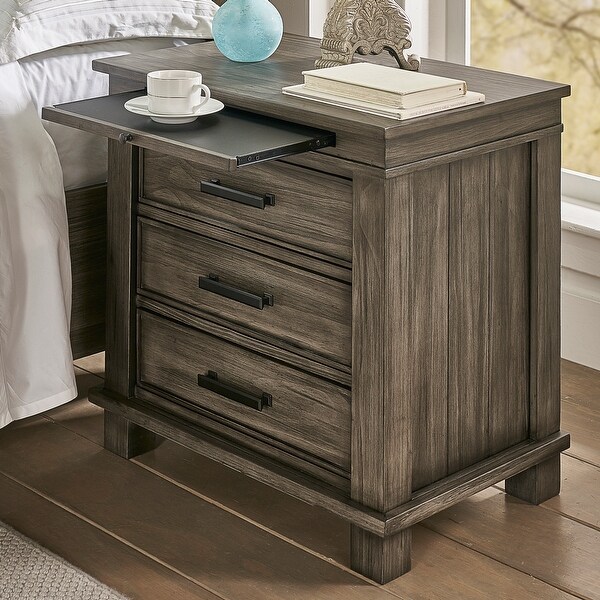 Solid wood sales 3 drawer nightstand