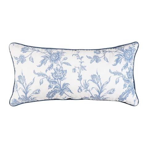 Bleighton Blue Toile Lattice Throw Pillow Cotton Decorative Decor