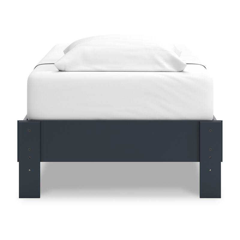 Cian Twin Size Platform Bed, Shaker Style Design, Navy Blue Wood Frame