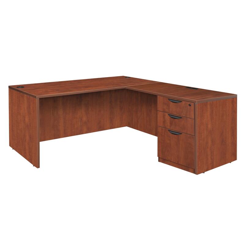 Legacy 66" Single Full Pedestal L-Desk with 47" Return - Cherry