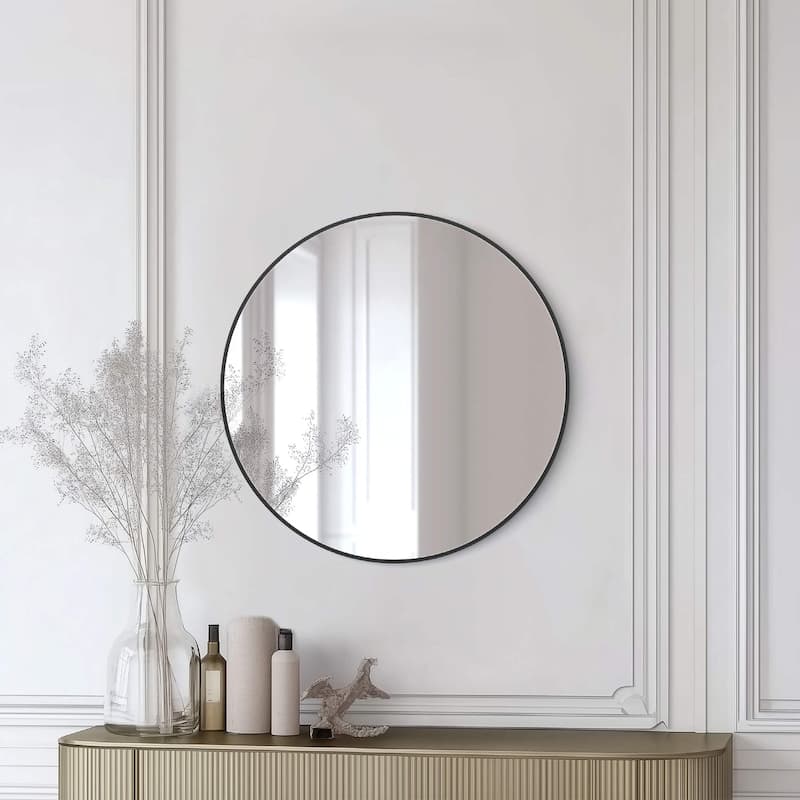 28 Inch Shatterproof Wall Mount Metal Frame Mirror