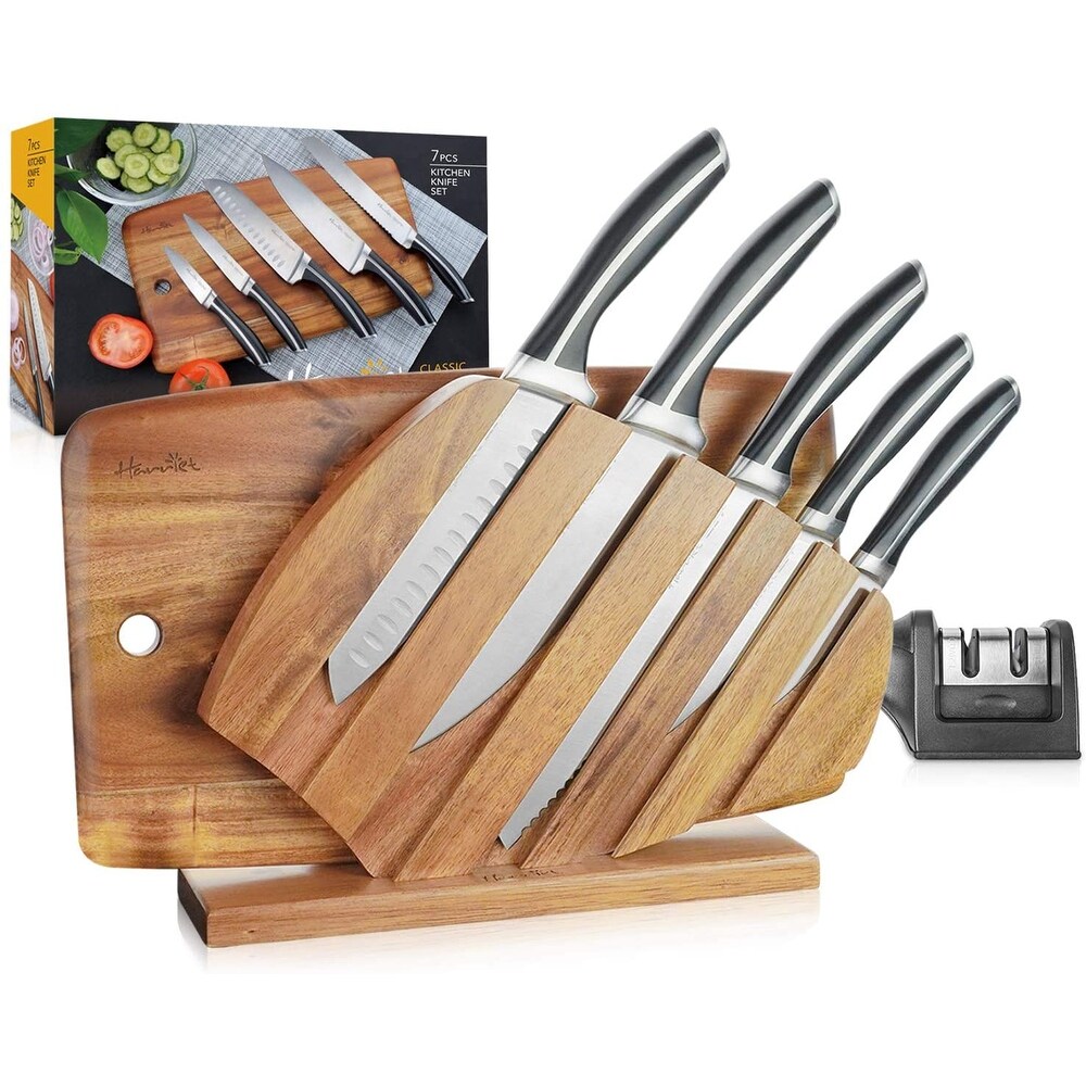 GreenLife 13-Piece High Carbon Stainless Steel Turquoise Wood Knife Block Set