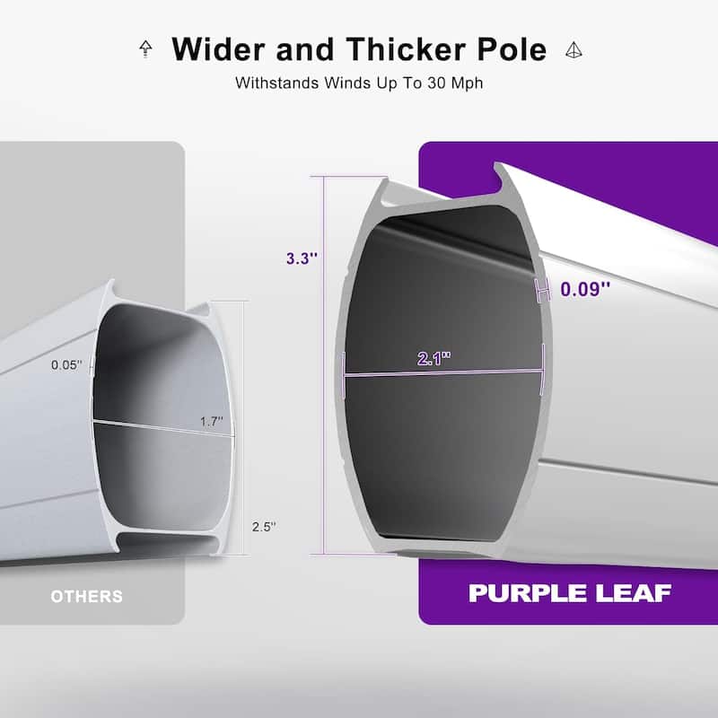 PURPLE LEAF 9 x 12 ft Double Top LED Rectangle Patio Cantilever Umbrella