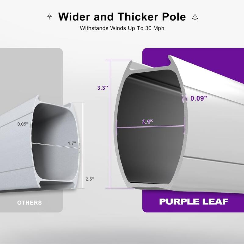 PURPLE LEAF Double Top LED Rectangle Patio Cantilever Umbrella