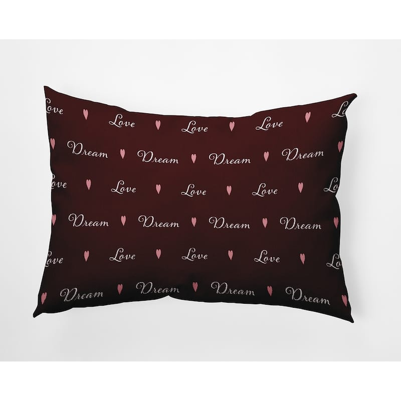 Love Dream Valentines Day Decorative Throw Pillow - 14" x 20" - Burgandy