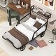 preview thumbnail 1 of 22, Twin Size Metal Car Bed with 4 Wheels and X-Shaped Frame Shelf Black - Twin