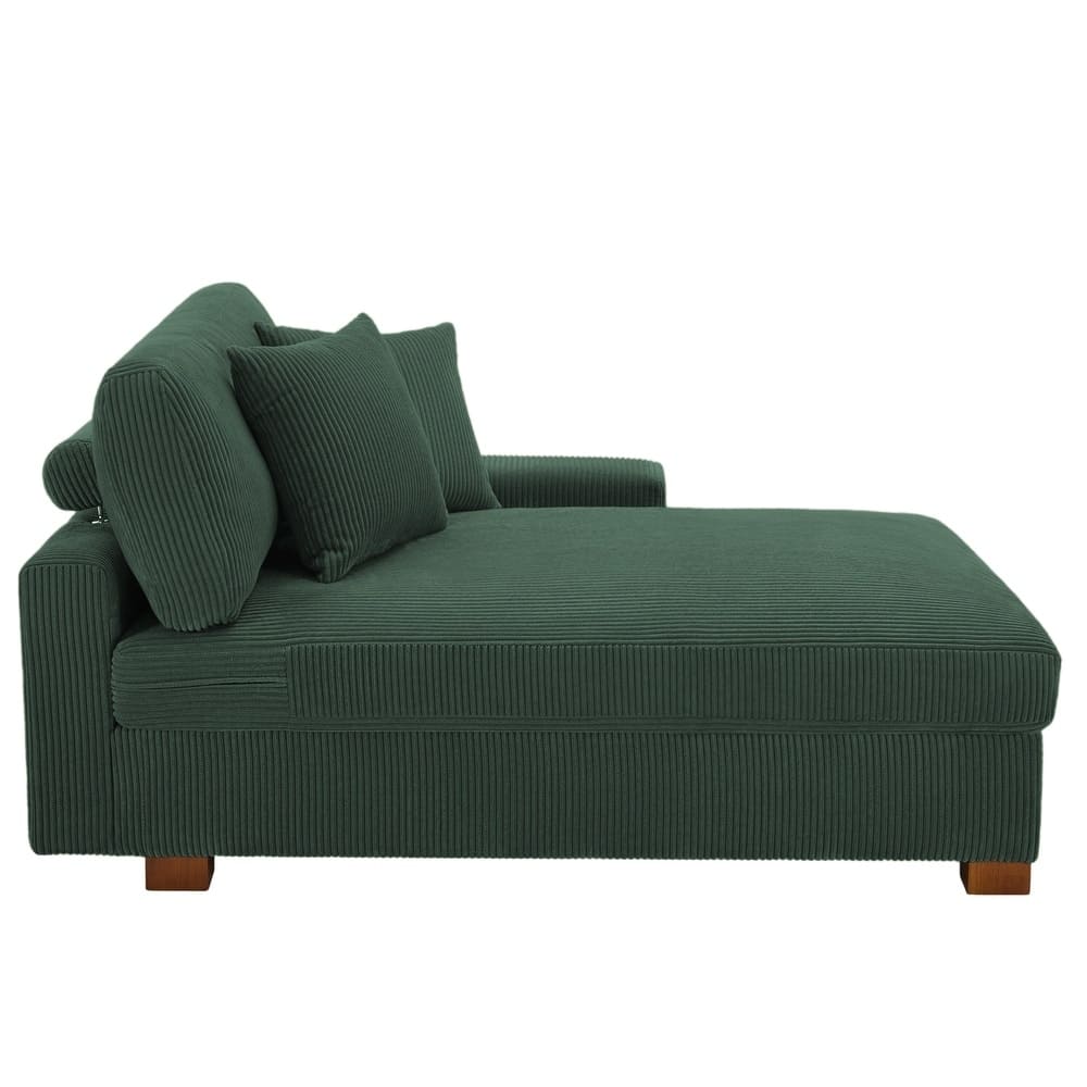 Upholstered Corduroy Chaise Lounge Chair With Pillow, Chaise Lounges For Interior