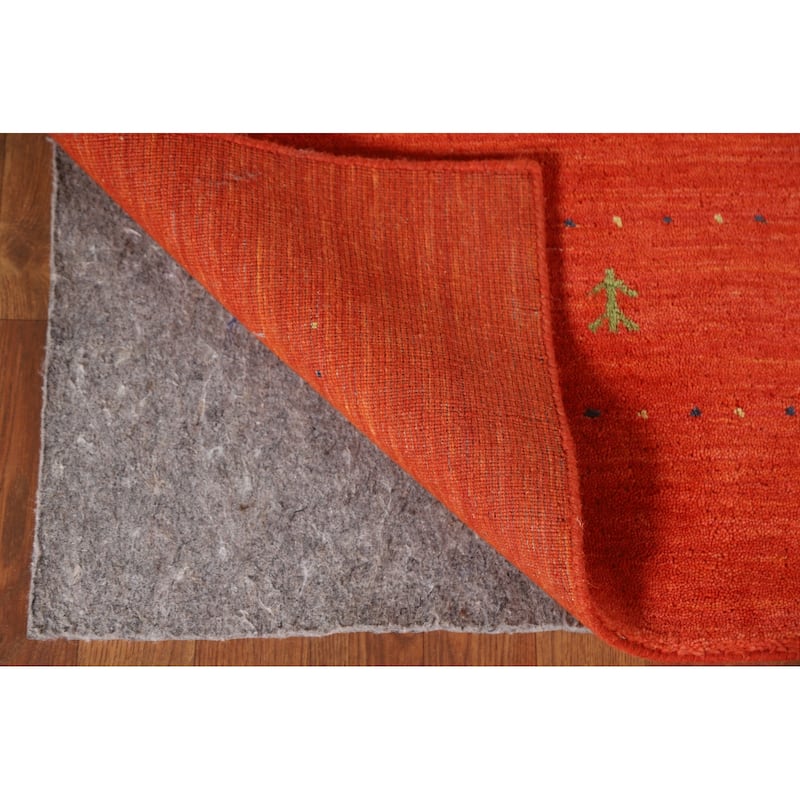 Salmon Gabbeh Area Rug Hand-Knotted Wool Carpet - 6'6"x 9'9"