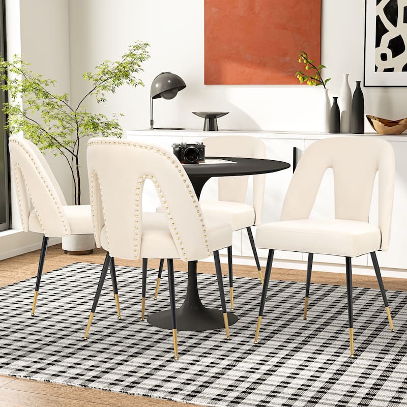 Modern Velvet Upholstered Dining Chairs Set of 6