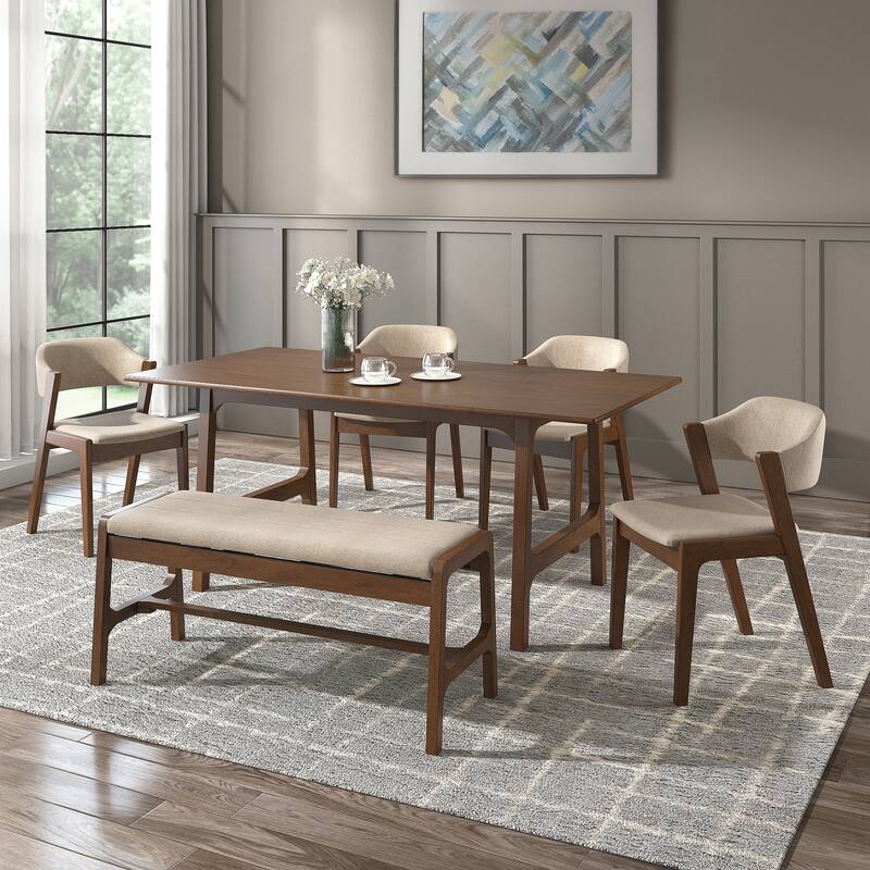Pitea Scandinavian Wood Finish 6 - Person Dining Set by iNSPIRE Q Modern
