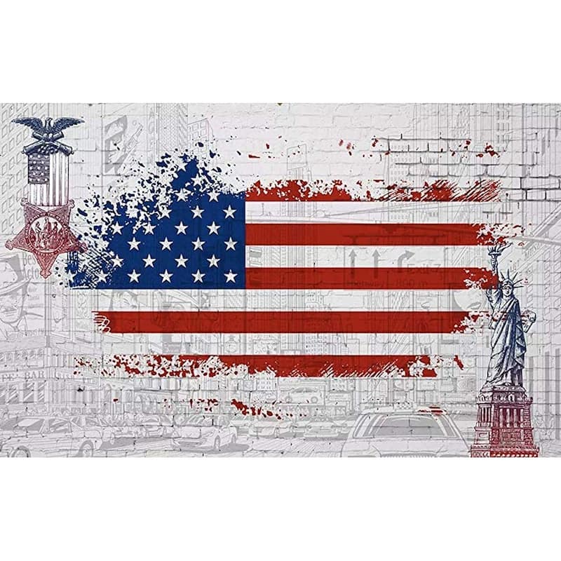 GK Wall Design USA Flag City Statue of Liberty Peel&Stick Wallpaper
