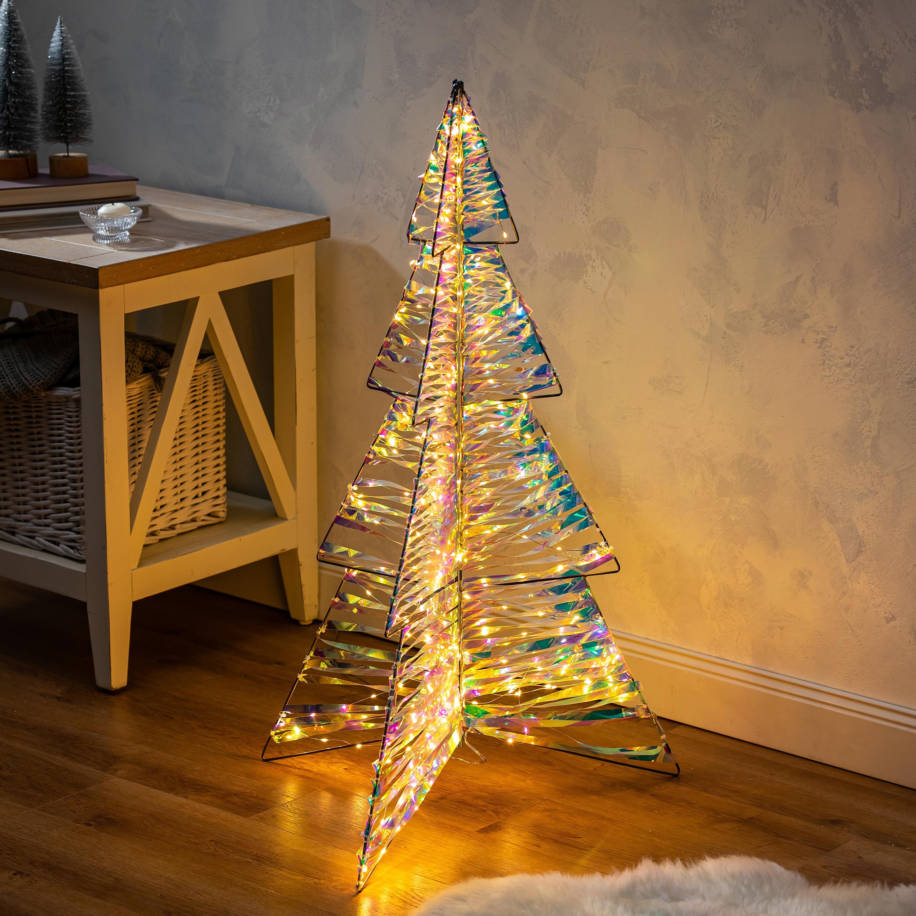 LED Tabletop Plastic and Metal Iridescent Christmas Tree - 36"
