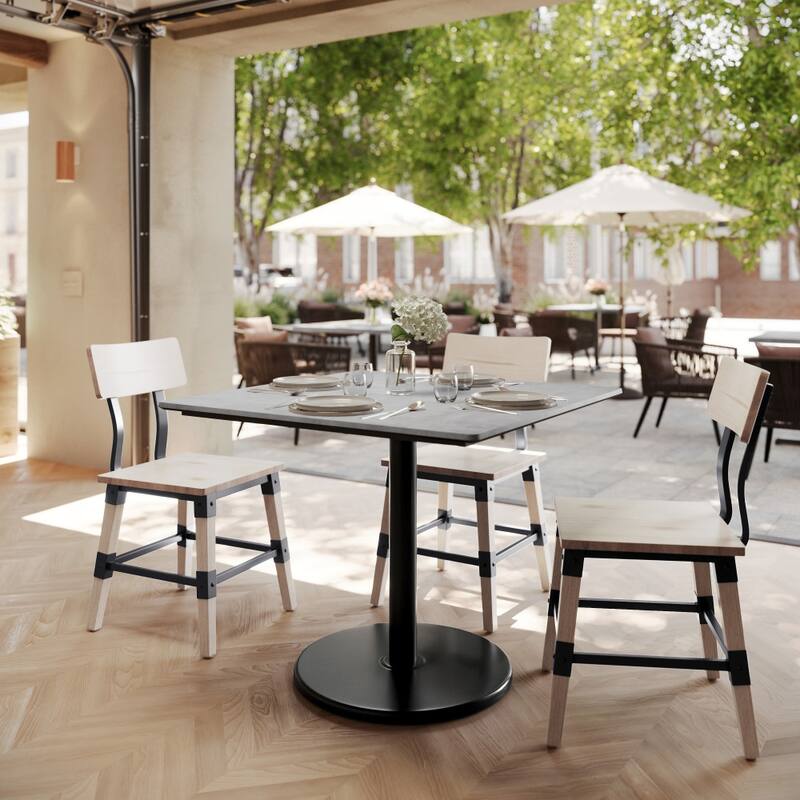 Commercial HPL Tabletop with Table Height Round Base - 36"W x 36"D x 29.5"H