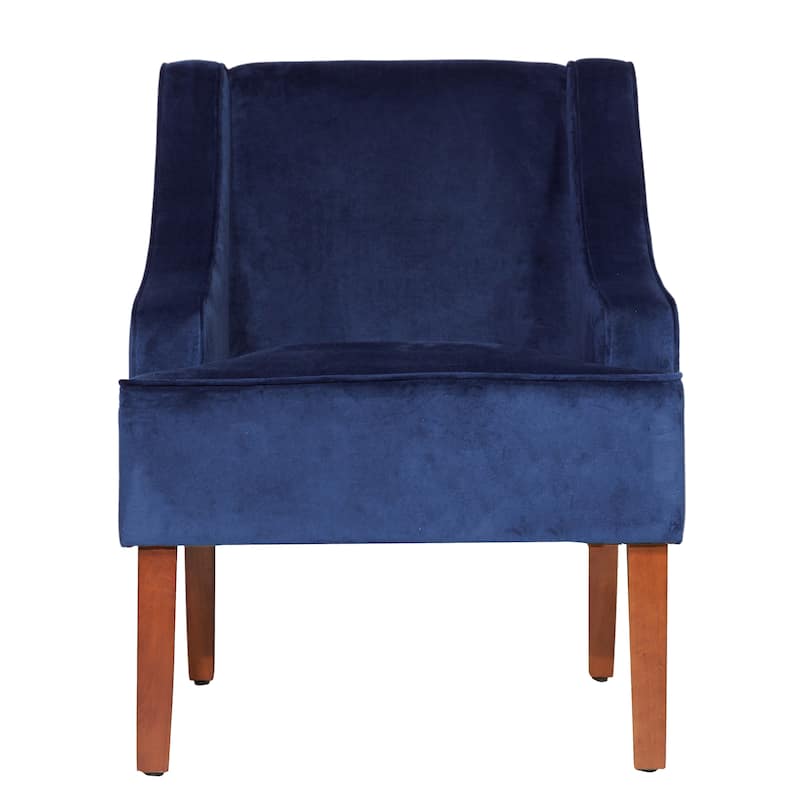 Porch & Den Lyric Navy Velvet Swoop Arm Accent Chair