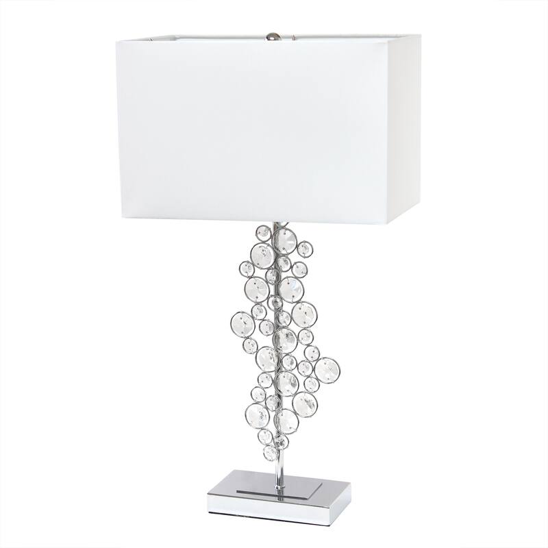 26.25 in. Chrome Finish Table Lamp with White Shade, Sturdy Table Lamp for Living Rooms and Bedrooms
