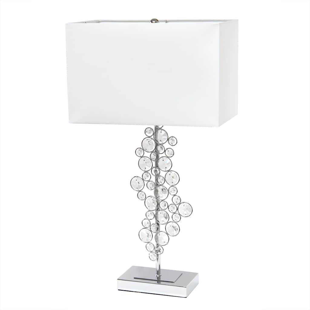 26.25 in. Chrome Finish Table Lamp with White Shade, Sturdy Table Lamp for Living Rooms and Bedrooms