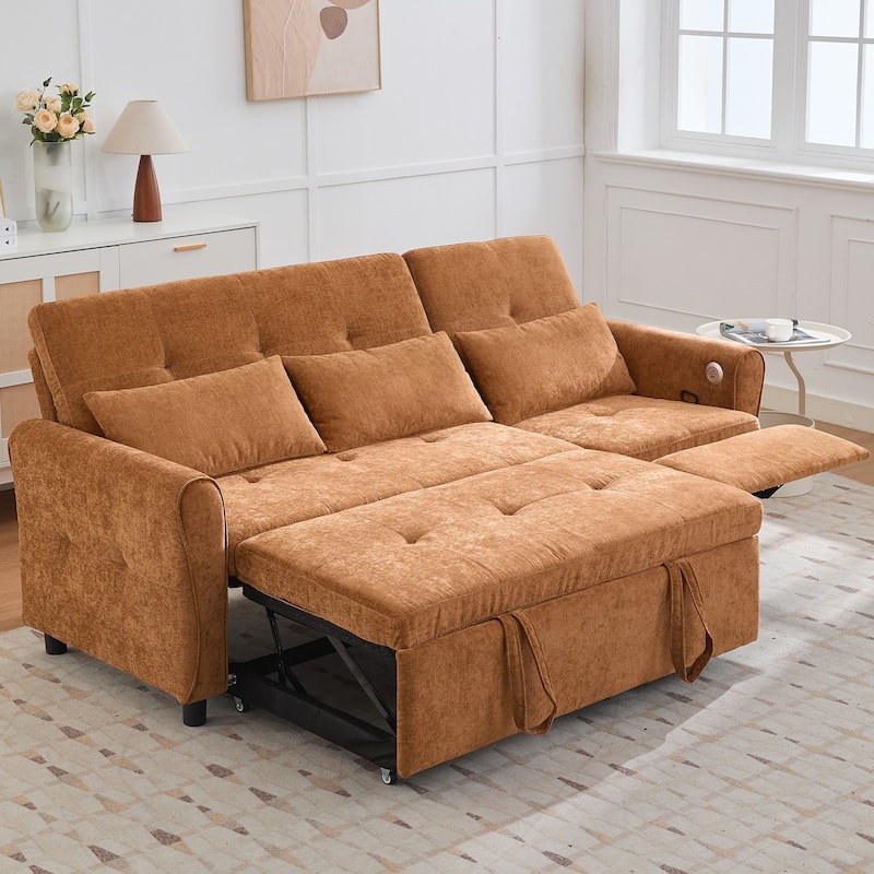 2-in-1 Sofa with Pull-Out Sleeper & Reversible Recliner by Harper&Bright Designs