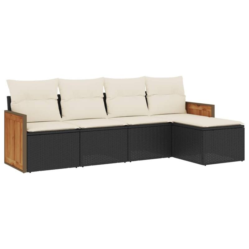 vidaXL Patio Sofa Set with Cushions Outdoor Conversation Furniture Poly Rattan