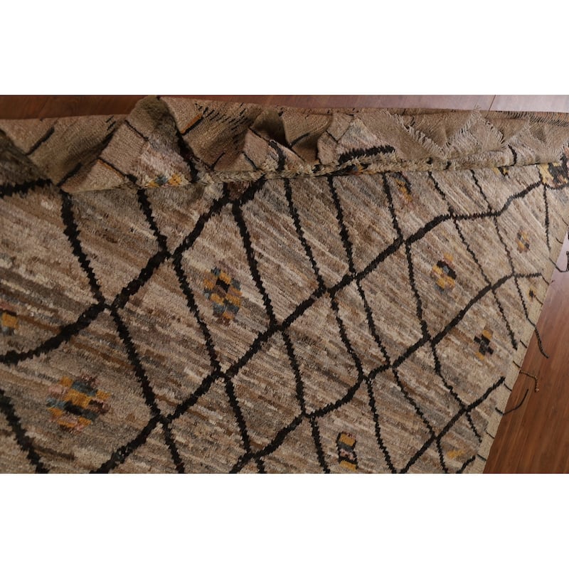 Modern Moroccan Wool Area Rug Hand-knotted Living Room Carpet - 6'8" x 9'11"