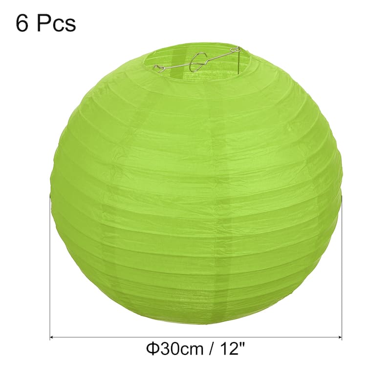 6pcs 12 Inch Folding Hanging Paper Lanterns for Wedding Home Party - Green