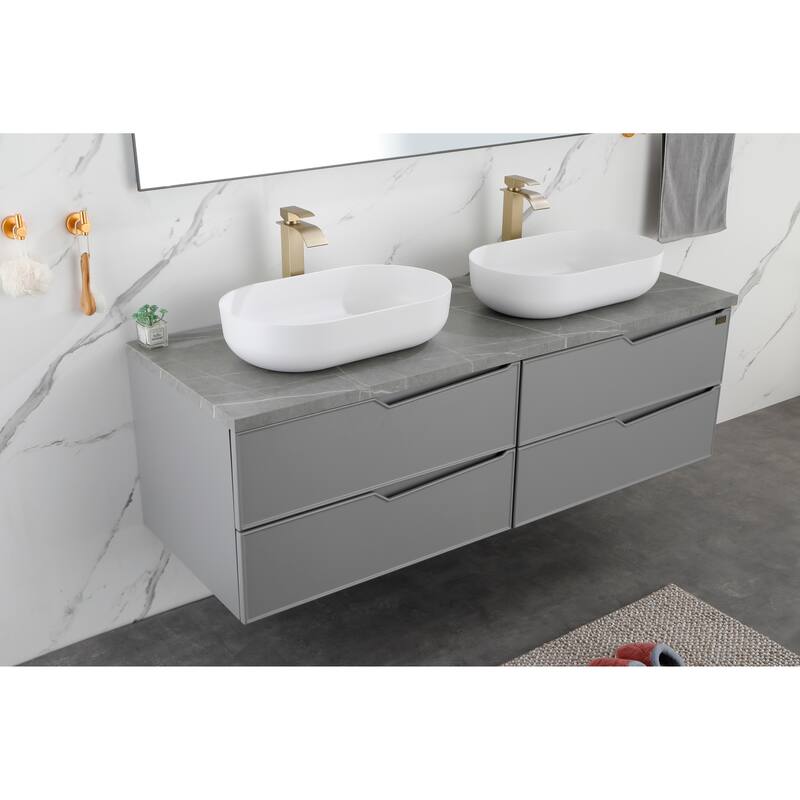 Modern 24-Inch Acrylic Bathroom Sink with Hydrophobic Surface, Non-Porous and Durable Design - 24in L