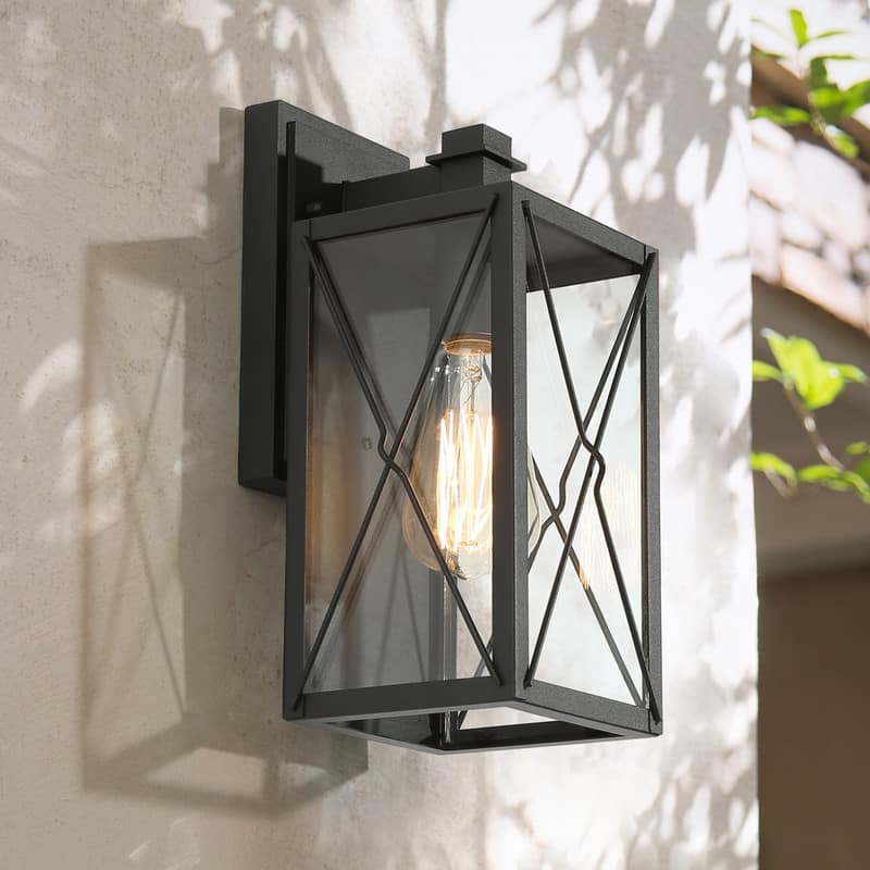 Bern Modern Matte Black Indoor/Outdoor Wall Sconces - L5" x W6.5" x H12"