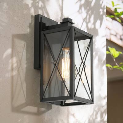 Bern Modern Matte Black Indoor/Outdoor Wall Sconces - L5" x W6.5" x H12"