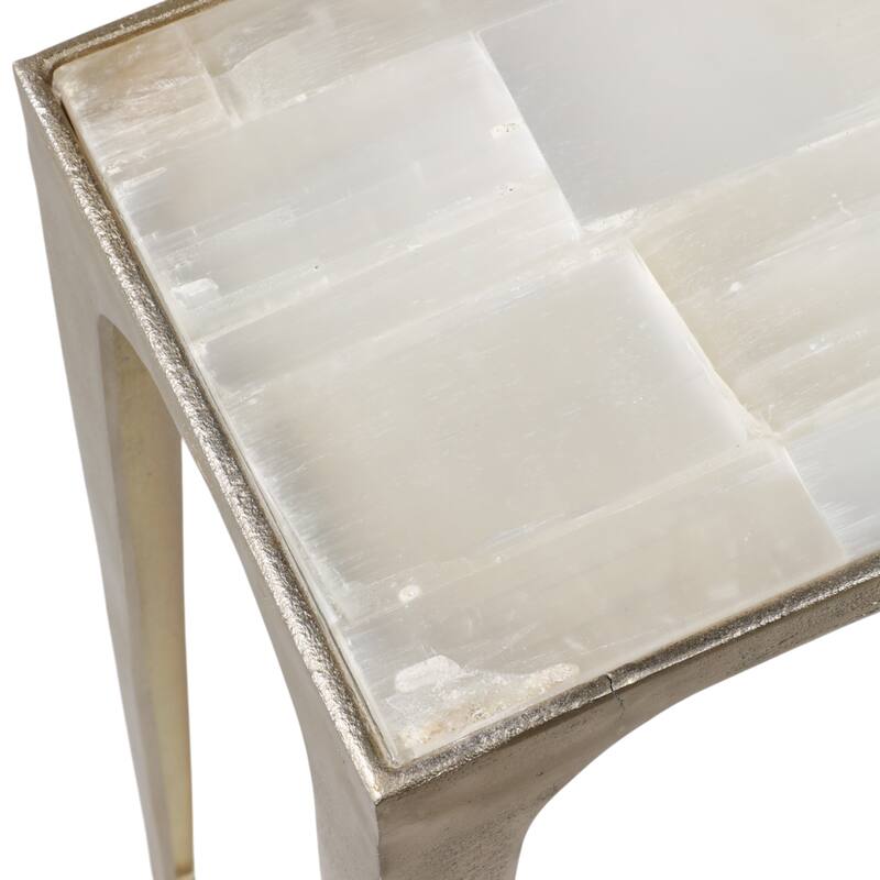 Metal Aluminum Console Table Savoir Frame with Inset Top - 31" Gold - 51.5" x 10" x 31"