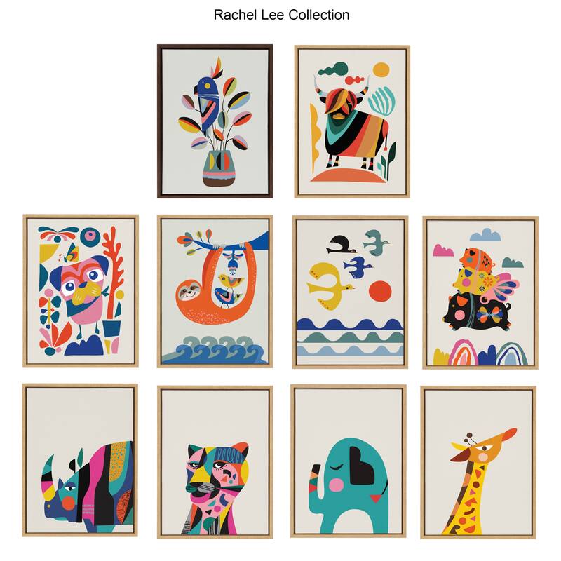 Kate and Laurel Sylvie Flying Pigs Framed Canvas by Rachel Lee