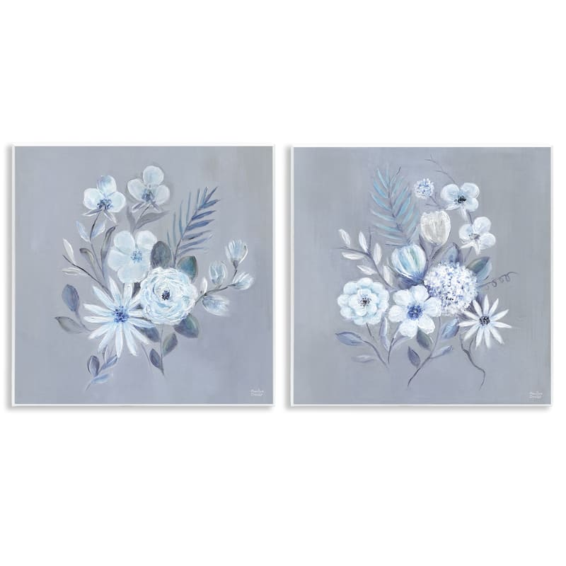 Stupell Delicate Flower Bunches Wall Plaque Art Design By Marilyn Dunlap (Set of 2) - 12 x 12