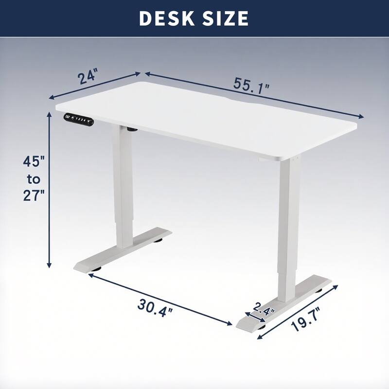 Rossetta 55" Electric Height Adjustable Standing Desk with Double Beam Single Motor