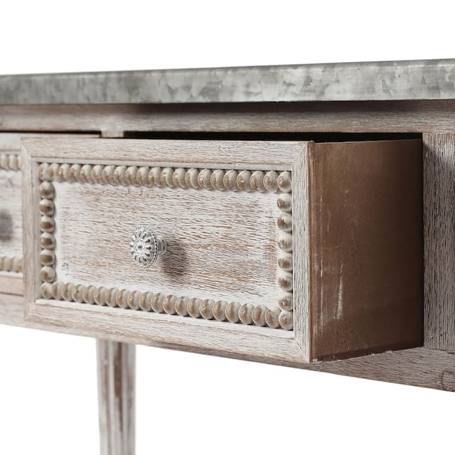 Farmhouse Distressed Wood and Metal 3-Drawer Console Table