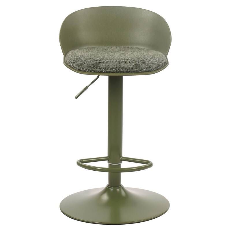 Contemporary Metal and Fabric Adjustable Air-Lift Stool, Set of 2