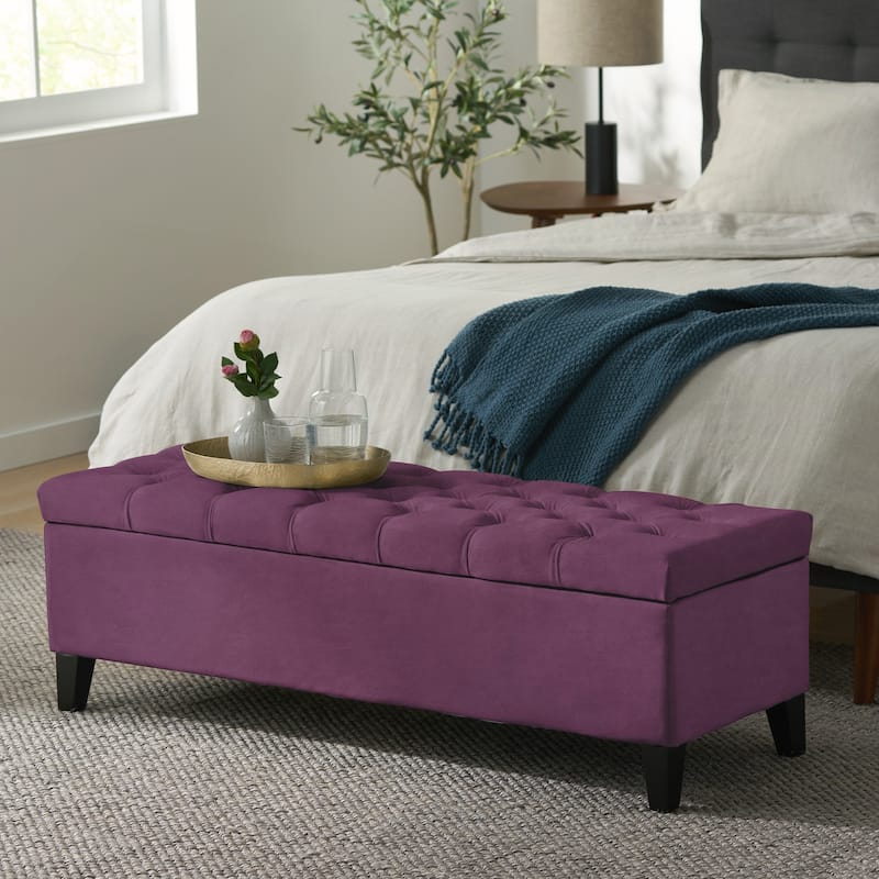 Button-Tufted Storage Ottoman with Diamond Stitching for Modern Living and Extra Seating