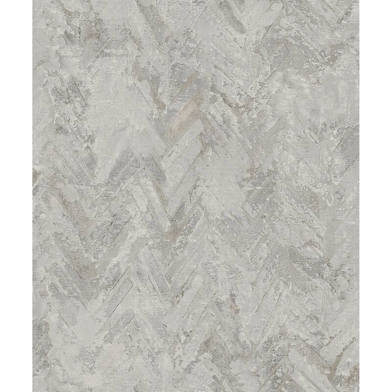 A-Street Prints Amesemi Grey Distressed Herringbone Wallpaper