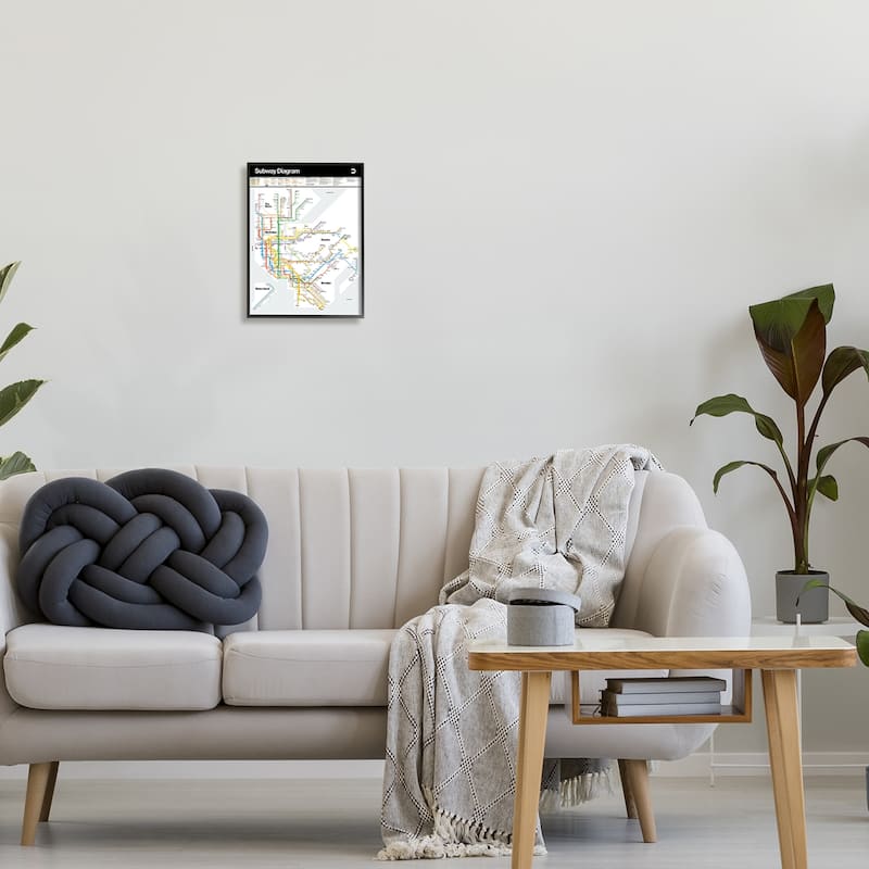 Stupell New York City Urban Subway Diagram Chart Framed Wall Art, Design by JG Studios