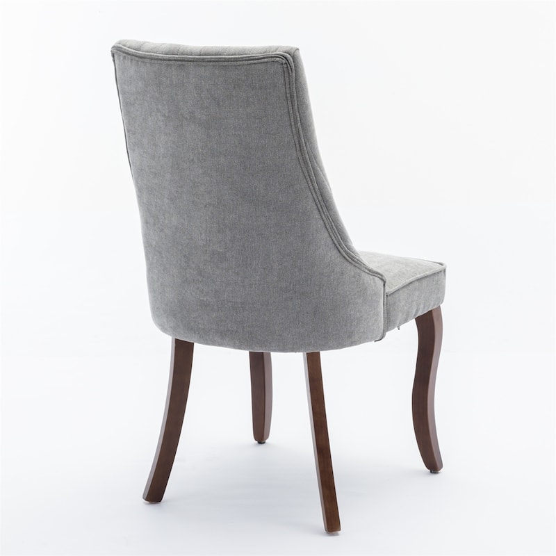 Set of 2 Fabric Upholstered Kitchen Dining Chairs with Solid Wood Legs