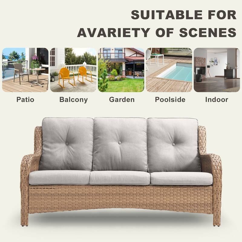 Gymojoy 4-Piece Outdoor Patio Sofa Chair with Coffee Table
