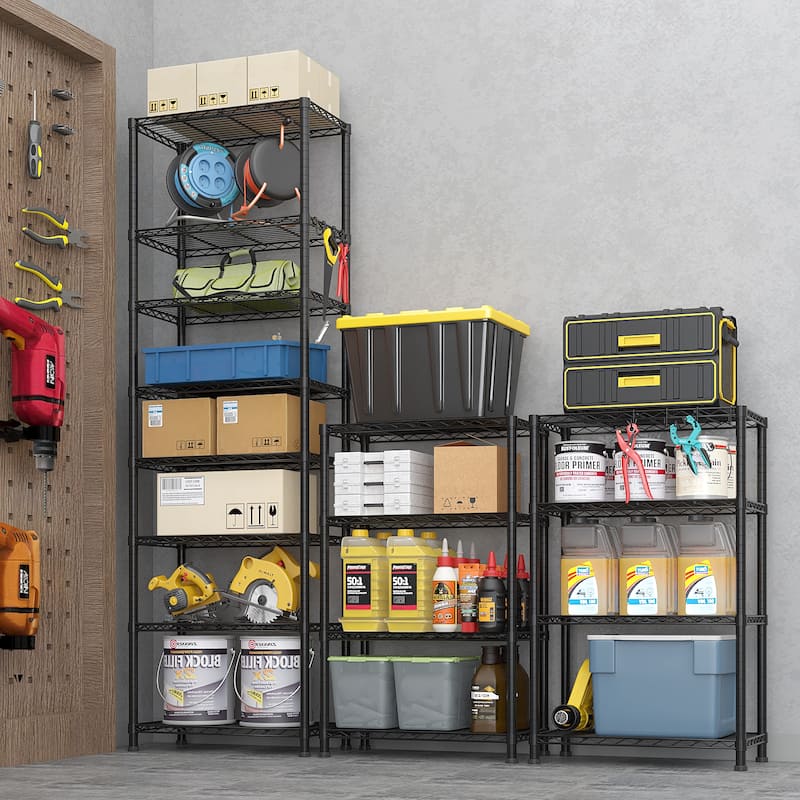 8-Layer Heavy Duty Storage Shelves Rack with Adjustable Feet and Wheels for Garage or Home