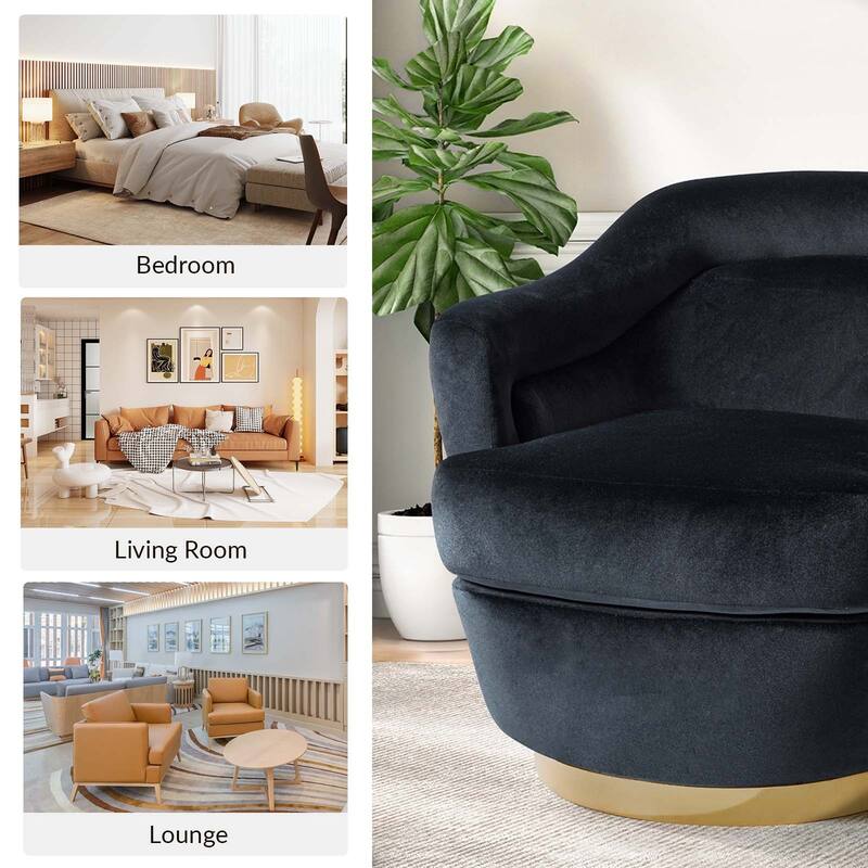 Kanstantin Modern Upholstered Swivel Barrel Chair with Golden Base Set Of 2 by HULALA HOME
