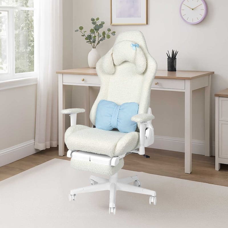 Designs White Bunny Gaming Chair With Footrest